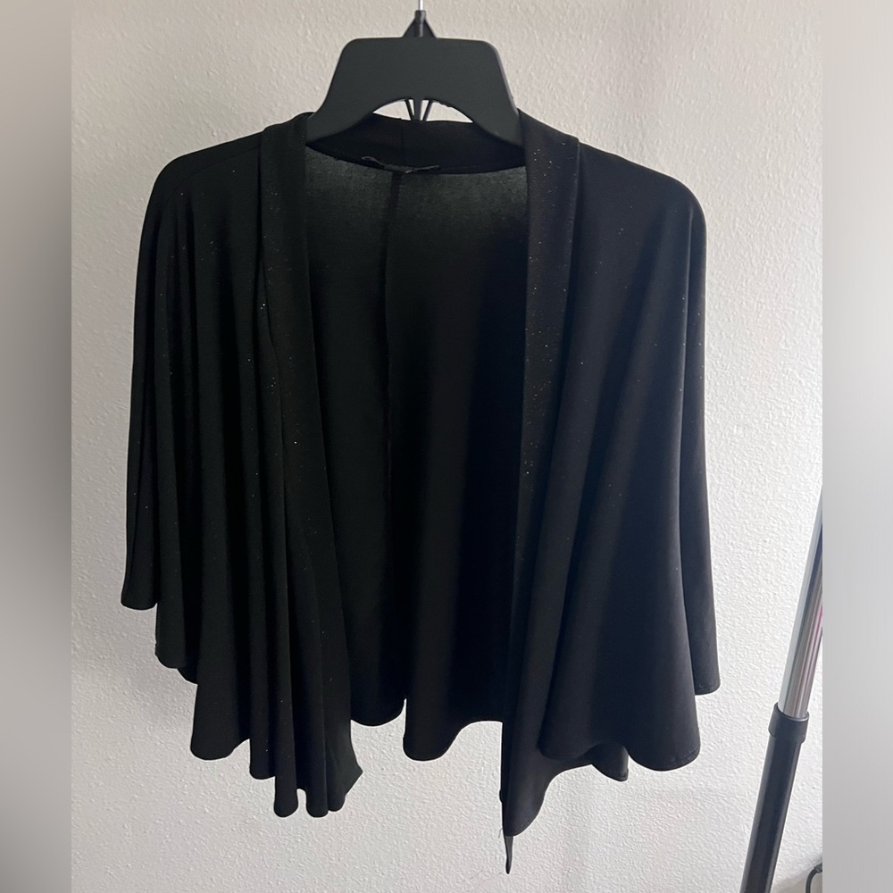 Women’s black with glitter batwing shrug size XL